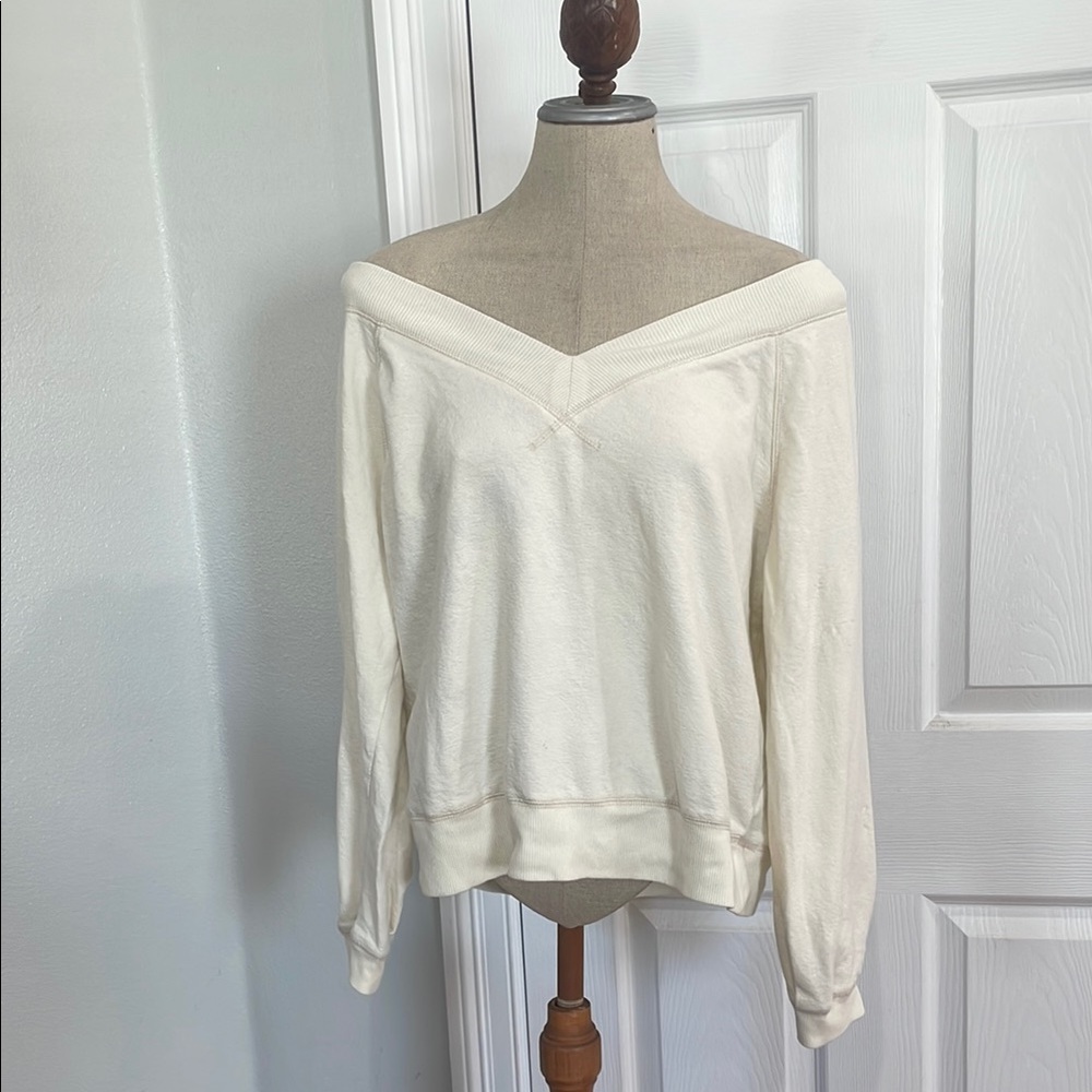 Universal thread Off-Shoulder long sleeve creamy white 100% cotton top women’s M